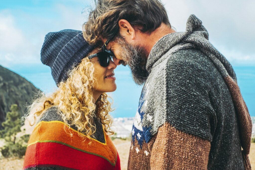 Couple in love enjoy outdoor leisure activity together with sweetness. Concept of life together